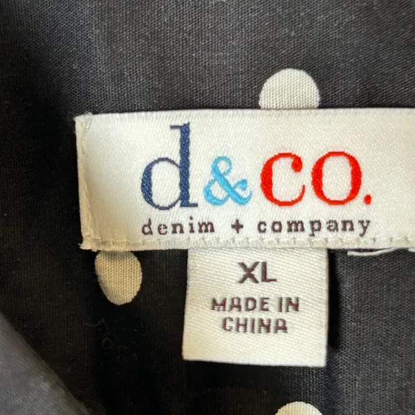 Denim & Company Womens XL Black White Polka Dot Sleeveless Button Down Shirt - Image 5