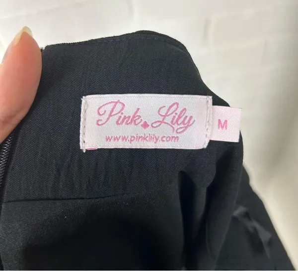 Pink Lily Classic Black Faux Wrap Ruffle Skirt Size M - Image 3
