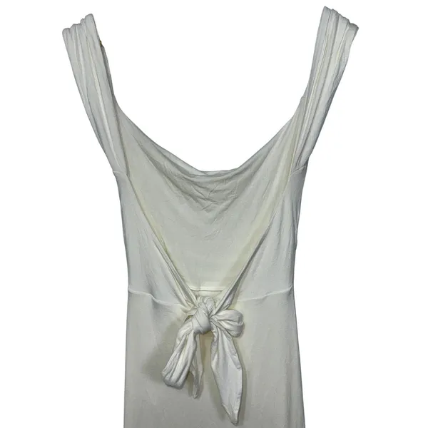NWT Babyboo Malina Ivory Cowl Neck Ruched Low Tie Back Midi Dress Womens Size S - Image 11