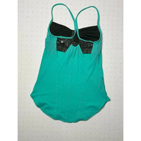 Lululemon Power Y Tank Teal Built-In Bra Strappy Athletic Top - Image 3