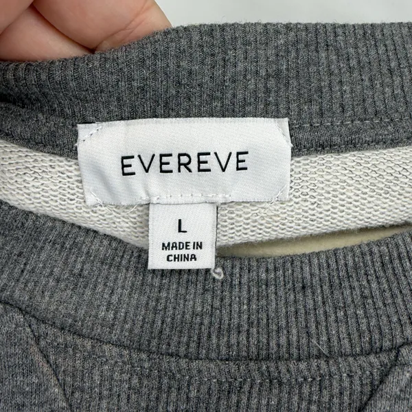 Evereve Womens Gray Raw Edge Exposed Seam Pocket Sweatshirt Size Large L‎ - Image 4