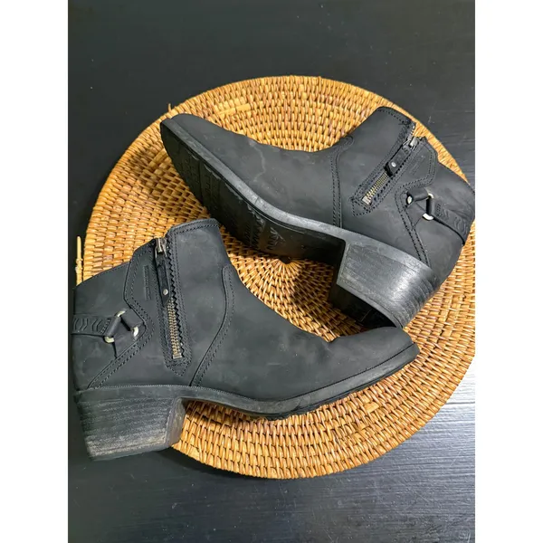 Teva Foxy Waterproof Leather‎ Ankle Boots Black Side Zip Harness Booties Womens - Image 3