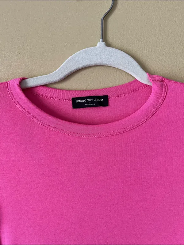 naked wardrobe Hot Pink Long-Sleeve Mini Bodycon Dress - Image 4