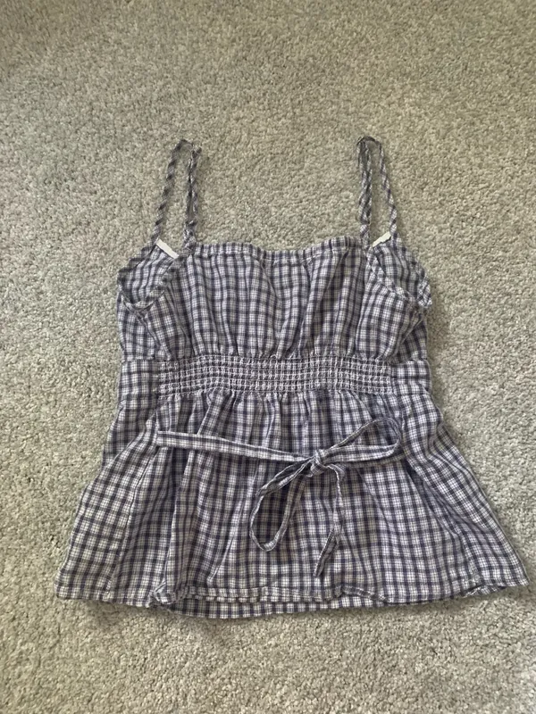 Brandy Melville Gingham Babydoll Tiffany Top - Image 2