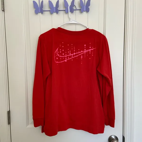 Nike Adult bright solid orange logo decal long‎ sleeve shirt medium - Image 9
