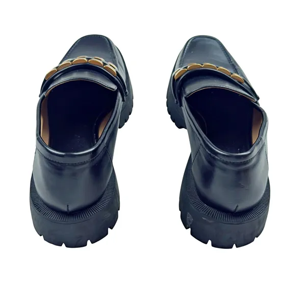 Zara Black Gold Chunk Platform Flat Loafer Shoe Sz 41 Women's 10.5 - Image 2