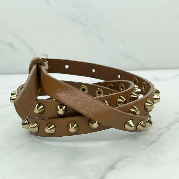 Brown Studded Faux Leather Belt Medium (M) ✨ - Image 2
