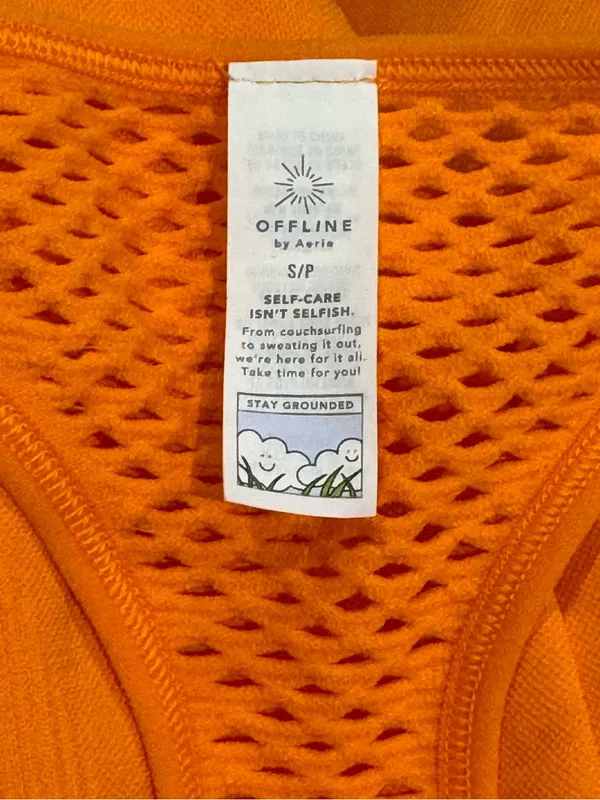 OFFLINE by Aerie Seamless Mesh Shortie Romper Orange Women’s Small - Image 2