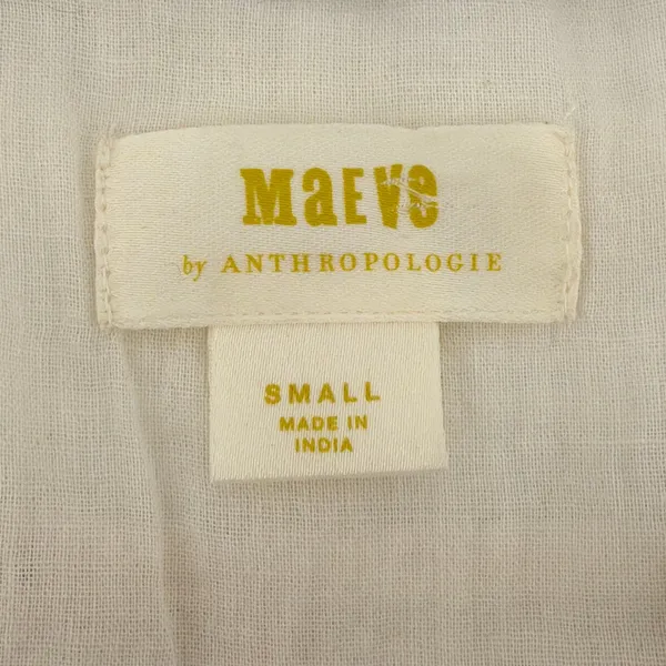Anthropologie Maeve The Zoe Patchwork Swing Blouse S Cream Linen Cotton Henley - Image 6