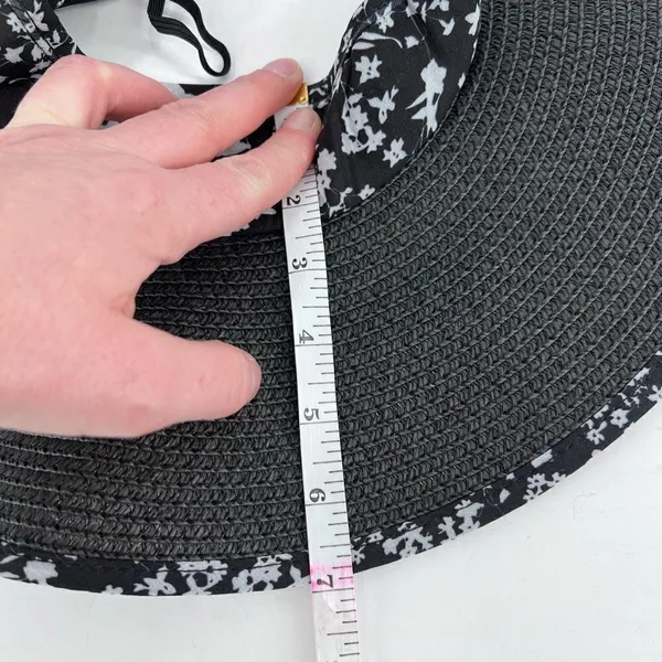 Laundry By Design Packable Wide Brim‎ Visor Hat Black Floral Trim Travel NWT - Image 7