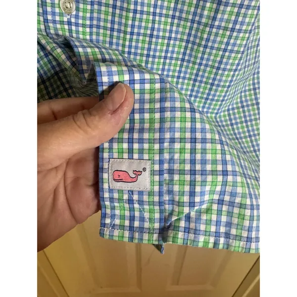 Vineyard‎ Vines Classic Fit Murray Shirt Blue Green Plaid Button Down Women M - Image 3