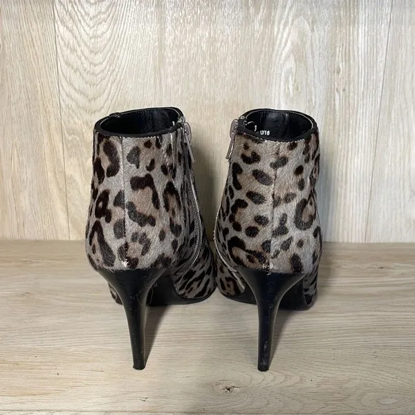 M&S Collection Womens Animal Print Ankle Boots Insolia Heels Tan Leather Size 3/ - Image 3
