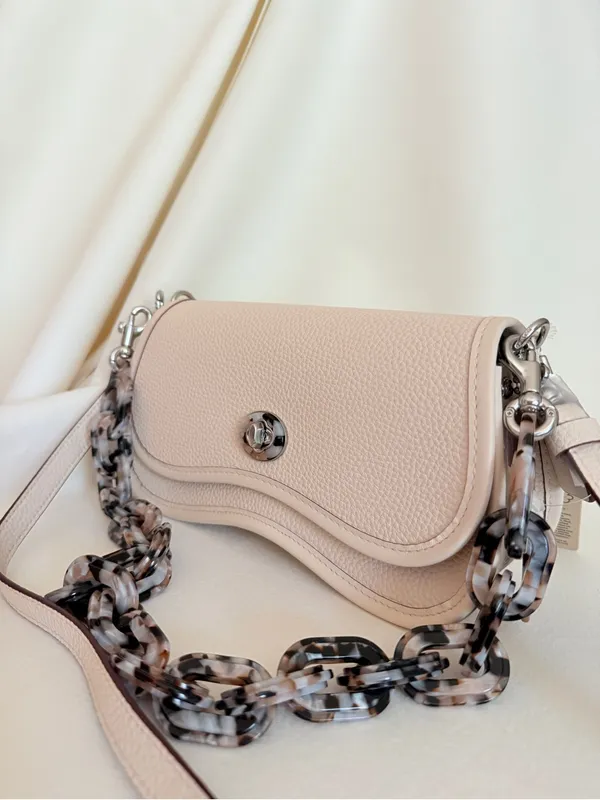 Coach Coachtopia Wavy Dinky Bag w/ 2 Straps in Silver/Cloud Pebble Leather ck113 - Image 3