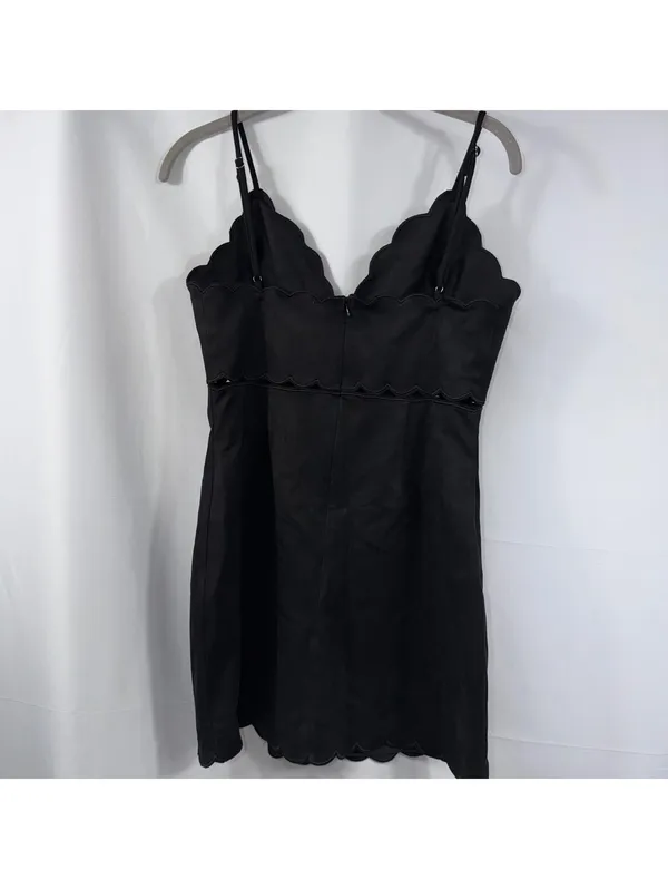 Sky to Moon Black Scallop Bow Mini Dress M - Image 8