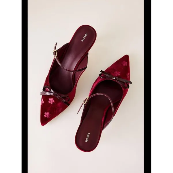 Anthropologie Maeve Bow Kitten-Heel Mules - Image 3