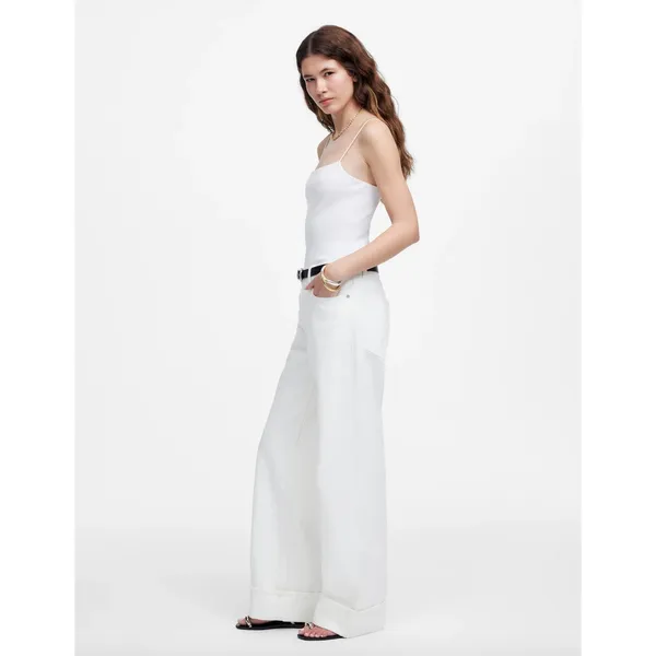 Madewell Low Slung Baggy Jeans Pure White Rigid Wide Leg Relaxed US 28 NWT - Image 3