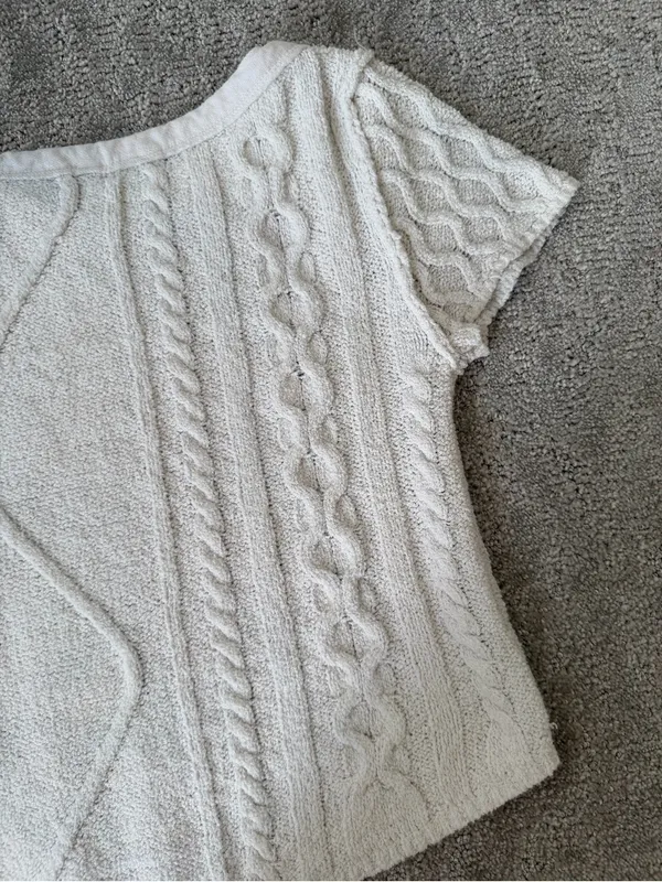 Free People Baby Cable Tee in Ivory Off White Size Small Cotton Blend Boho - Image 13