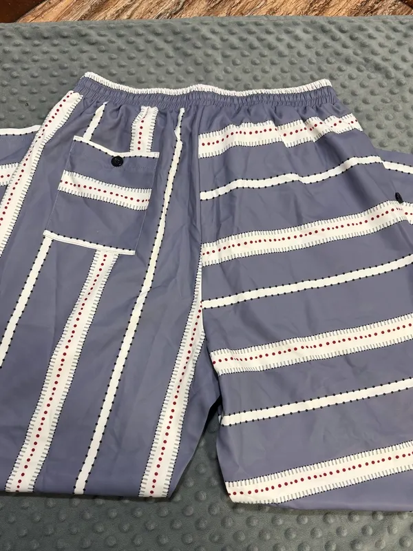 Women’s Blue Striped Drawstring Trousers Size L - Image 6