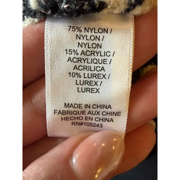 Bobeau Chenille Shine Stripe‎ Sweater Women Medium Ivory Black NWT Metallic Knit - Image 10