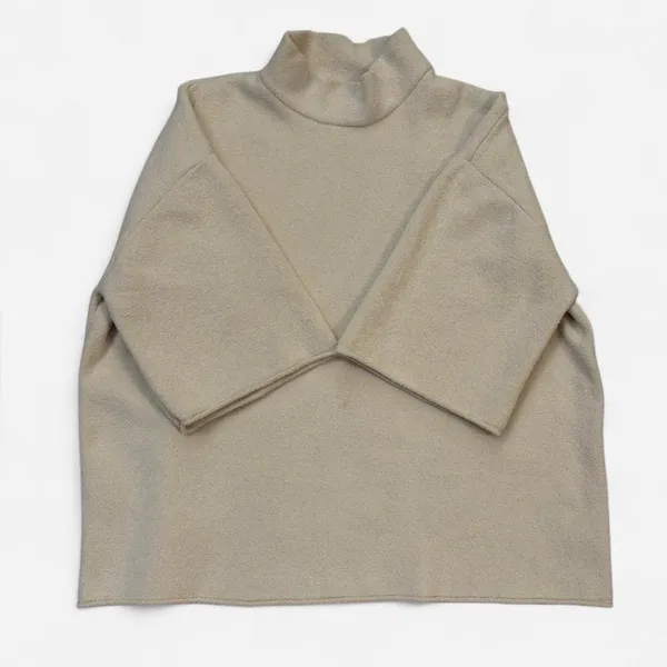 Zara Cream Textured Knit Top / Sweater Size Large Business Casual Boxy Fit - Image 2