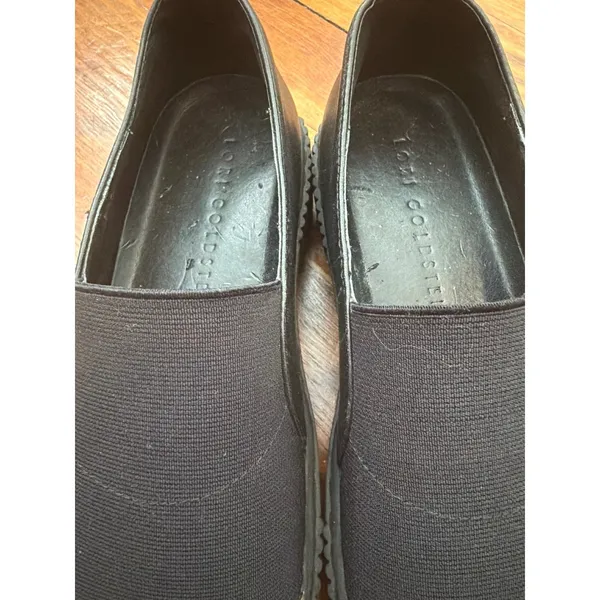 Lori Goldstein Women Black Leopard Print Platform Slip‎ On Loafer Shoes - Image 6