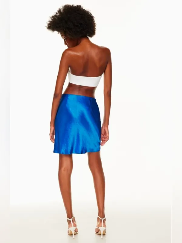 New Babaton Vibrant Blue Satin A-Line Skirt Size 2 - Image 3