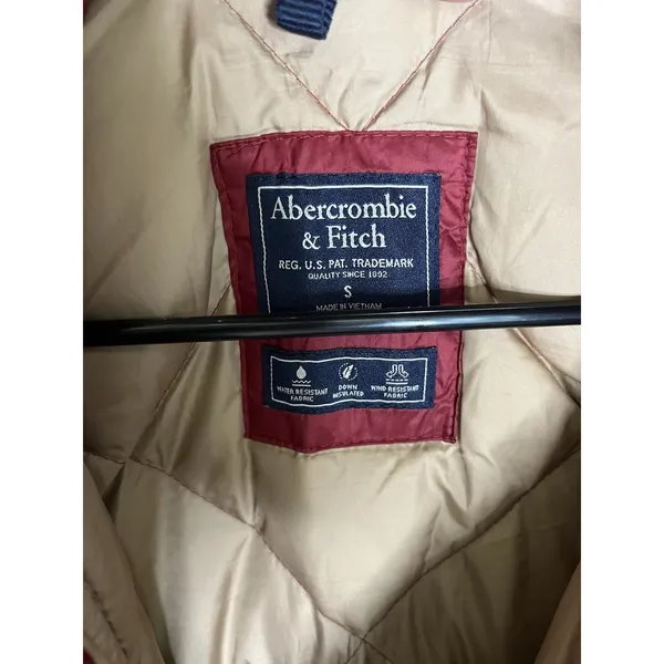Abercrombie & Fitch Women's Small Red Quilted Puffy Parka Jacket Down Filled - Image 2