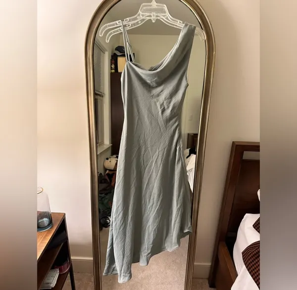 Lulu's Instant Impression Sage Green Asymmetrical Midi Dress - Image 2