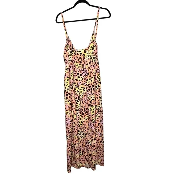Bar III NEW Leopard Cheetah Print Sleeveless Maxi Dress Pink Yellow Summer XL - Image 4