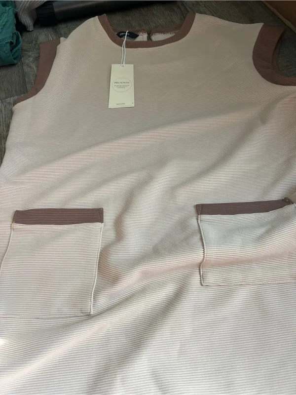 NWT Dokotoo Casual‎ Cream Shift Dress with Brown Trim size L - Image 10