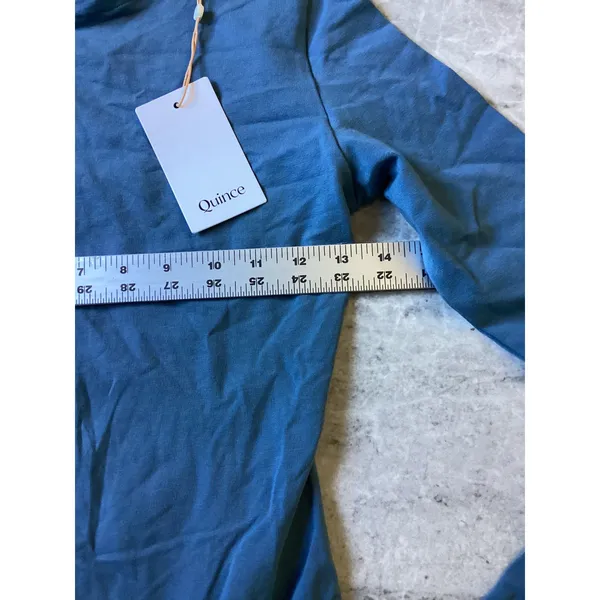 Quince Women Organic Cotton Stretch Long Sleeve Crew Neck Bodysuit Blue XS NEW - Image 2