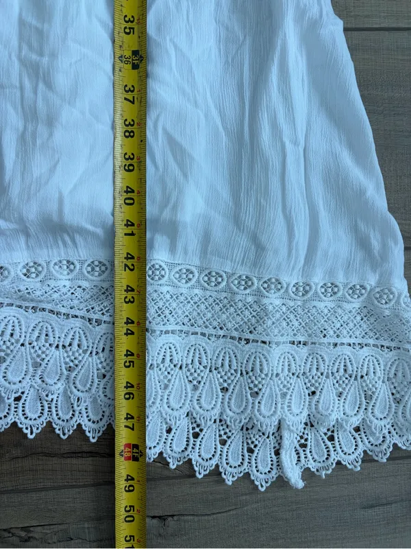 Old Navy White Cotton Sleeveless Tie Strap Crochet Trim Swing Maxi Dress M - Image 8