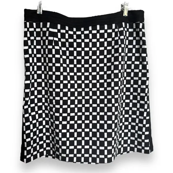 White House Black‎ Market Womens Skirt Sz 12 Black White Geometric Pencil Lined - Image 2