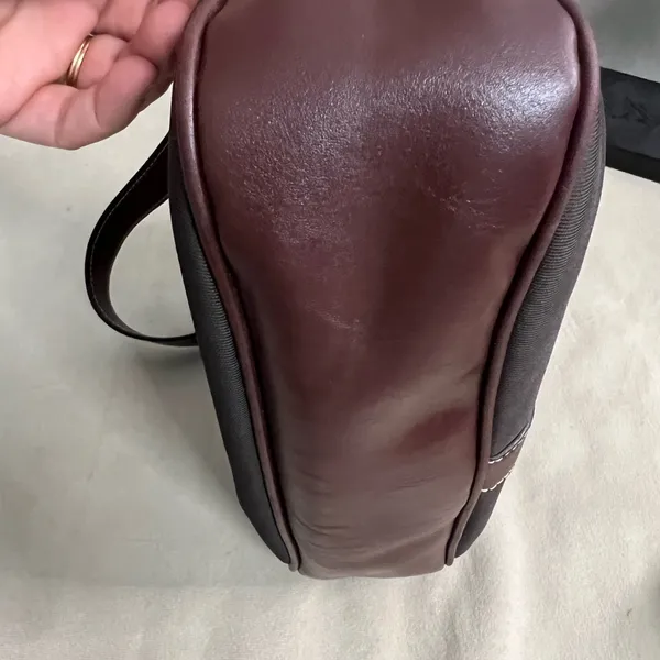 🤎 Etienne Aigner Brown Leather & Canvas Shoulder Bag | Classic Buckle Hobo - Image 10