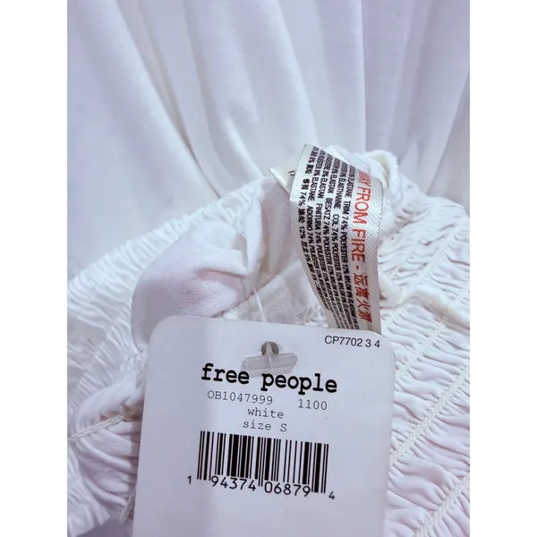 Free People Womens Tank Top Small White FP Movement Smocked Hem OB1047999 - Image 5