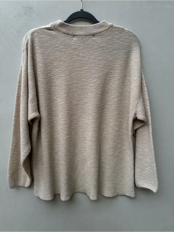 Free People Beach Textured Lightweight Knit Sweater Cream Oatmeal Oversized XS - Image 2