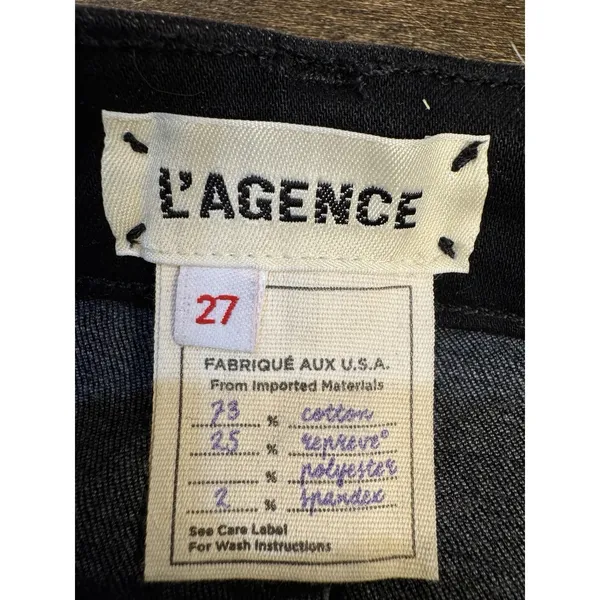 L'agence Margot Gold Stripe Skinny Jeans 27 Black Denim Pants - Image 6