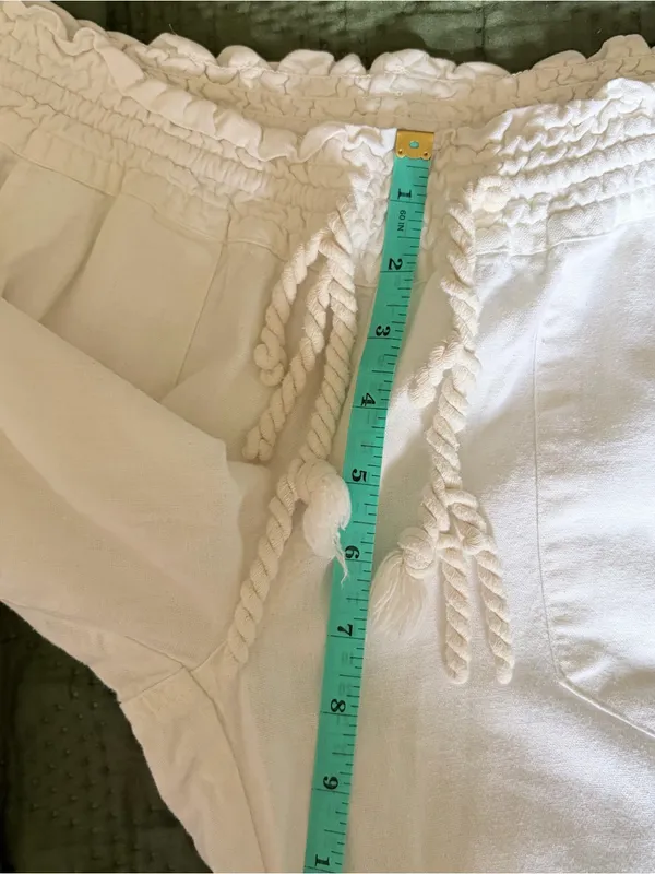 Roxy White Linen Blend Beach Pants Medium Drawstring Smocked Waist Casual - Image 8