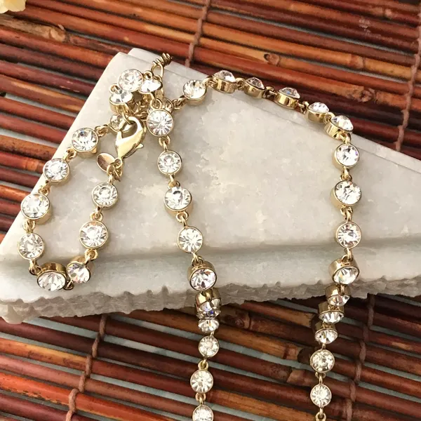 Chico's Brûlée Crystal & Gold Tone Long Necklace - Image 7