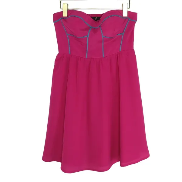 G21 Y2K Hot Pink Strapless Corset Mini Dress Medium 2000s - Image 4