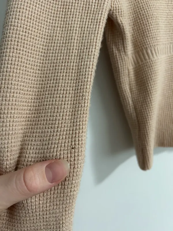 Women’s Square Neck Sweater Top Size Small Tan - Image 3