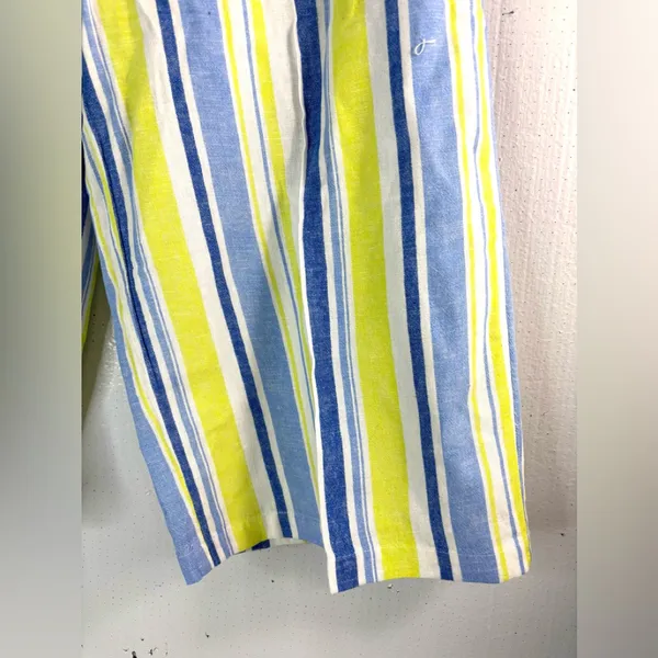 a.n.a L Linen Blend Beachcomber Striped Wide Leg Ankle Pants - Blue and Yellow - Image 6