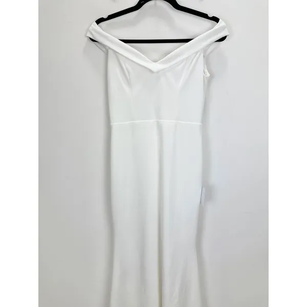 Lulus Arienne White Off-the-Shoulder Mermaid Maxi Dress Wedding Medium NWT - Image 6
