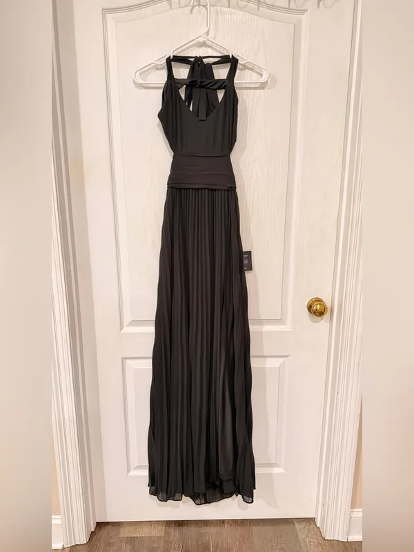 NWT Lulu's Black Pleated Halter Maxi Dress - Image 2