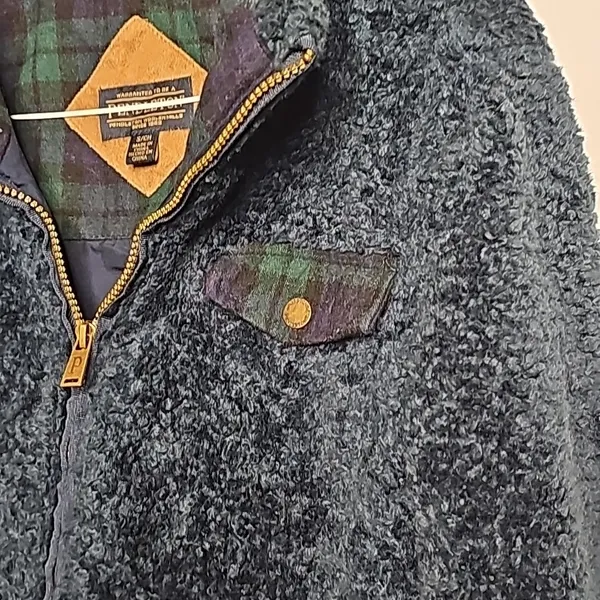 Pendleton fleece sherpa fuzzy woolen mills zip up blue sweater jacket sz Small - Image 2