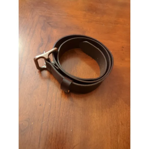 Levi's Signature Brown Leather Belt Silver Buckle Size 34/85 - Image 4