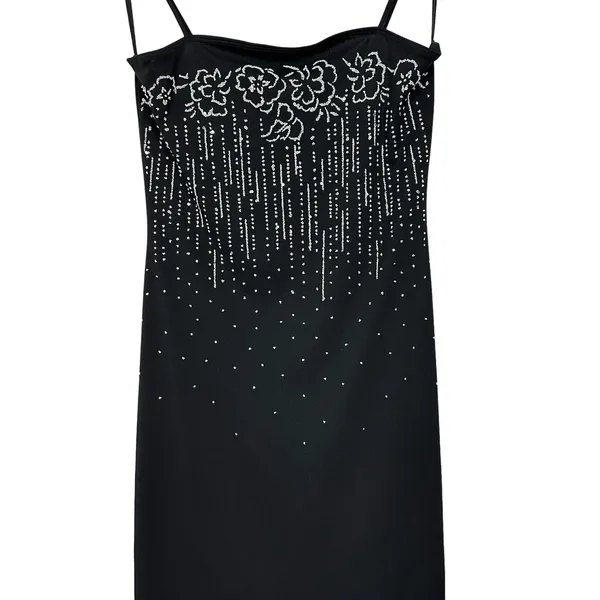 Vtg Taboo Sequin Glitter Maxi Dress High Low Ruffle Hem Large Whimsygoth Fairy - Image 7