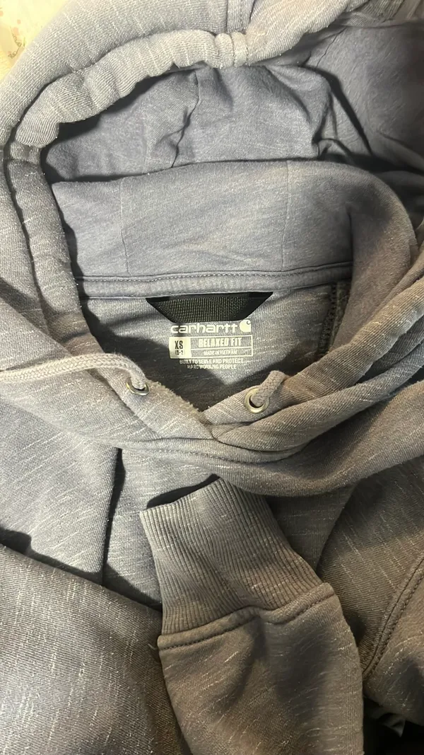 Grey Carhartt Hoodie XS Women’s Relaxed Fit - Image 4