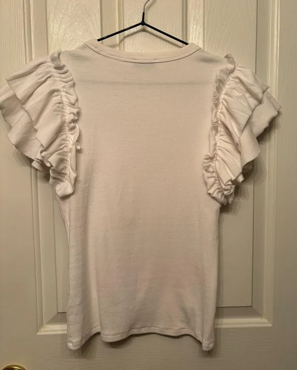 Express White Ruffle Sleeve Top - Image 2