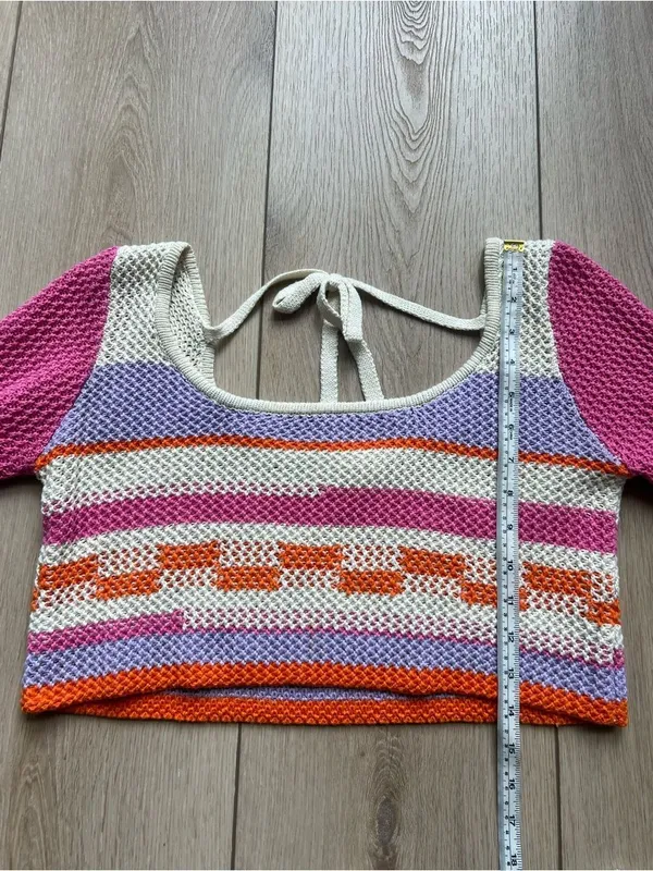 Grey Bandit Teenage Dream Crop Sweater Bright Cute Trendy Knit Size Small - Image 8
